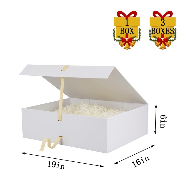 Extra Large Gift Boxes with Lids 3 Pack 19x16x6 Inch