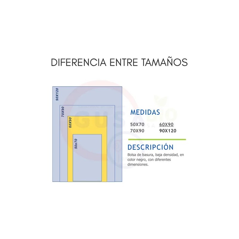 1 Kg Bolsa Negra Para Basura Ecológica 60x90