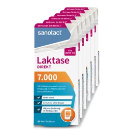 sanotact sanotact Laktase 7.000 DIREKT (6 x 90 Mini Laktasetabletten) ? Laktose Tabletten fr jeden Tag ? Bei Laktoseintoleranz, Laktose- & Milchunvertr?glichkeit ? Schnelle Einnahme ohne Wasser