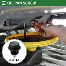 Motoforti Universal Oil Pan Screw Oil Drain Plug Sump Drain Nut Bolt, M16x1.5, Aluminium Alloy, Black, 1 Set