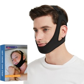 Chin Strap for Sleeping - Comfortable Stop Snoring Solution - Snore Stopper with Adjustable Chin Strap for CPAP Users - Anti Snoring Devices Breathable and Reusable for Men and Women (Black)