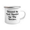 Funny Barber 12oz Camper Mug, Blessed by God Spoiled by