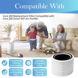 2 Pack Replacement for Core 200S Filters Compatible with Levoit Core 200s 200S-RF Smart WiFi Air Puri-fier,3-in-1 True HEPA with High Efficiency