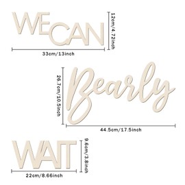We Can Bearly Wait Sign Baby Shower Decorations, Large Wooden Banner We Can Bearly Wait Sign for Backdrop Gender Reveal Party Girl Boy Baby Bear Theme Party Decoration
