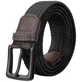 e-mode life Men's Mesh Belt, Elastic Belt, Student Uniform Belt, Stepless Adjustment Belt, Gift, Black