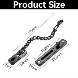 GIONAR Heavy Duty Door Security Chain Lock - Stainless Steel Anti-Theft Safety Latch with Spring and Screws for Home, Apartment & Hotel Doors (Black)