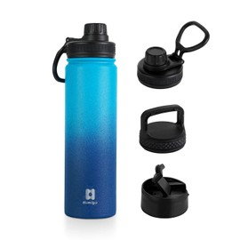 HUMIGO Stainless Steel Vacuum Insulated Bottle with 3 Types of Lids, 22.9 fl oz (650 ml), Sports Bottle, Keeps Hot and Cold Retention, Sports & Daily Use, Leak Proof Design