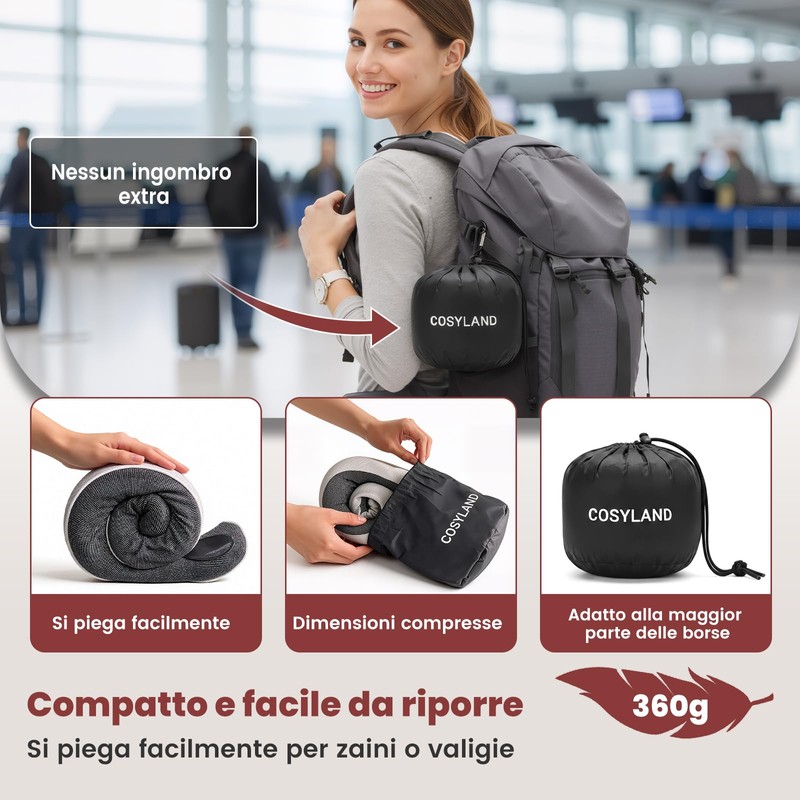 COSYLAND Cuscino da Viaggio in Memory Foam - Cuscino Aereo