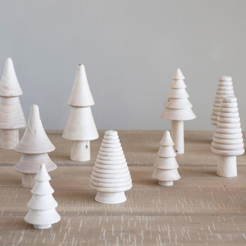 Creative Co-Op 3" H-8" H Wood Trees, Natural, Set of