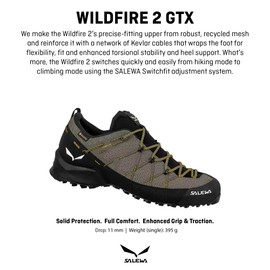 Salewa Men's Wildfire 2 GTX Shoe - GTX Waterproof Gore-Tex Trail Shoe for Hiking & Trekking - Bungee Cord/Black - 12.5