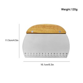 TINMIX Dough Scraper, Stainless Steel Dough Pastry Scraper Cutter Chopper with Non-Slip Grip and Measurements for Kitchen Baking Tools (Wood Handle)