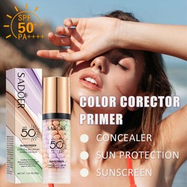 Primer for Face Before Makeup,One Step Color Corector Primer,SPF 50 PA+ 3 In 1 Sunscreen Isolation Cream,Color Correcting Facial Serum Oil Control & Moisturizing Skin Tone