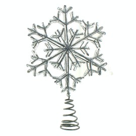 Festive Productions Tree Topper : Acrylic Encrusted Silver Glitter Snowflake : 19cm