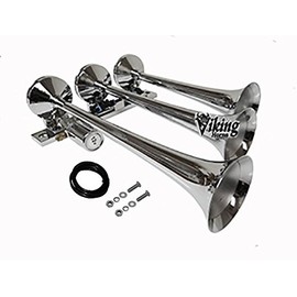 Viking Horns | 3 Trumpet Air Horn (Chrome) | Super Loud | Train Sound - [V1007]