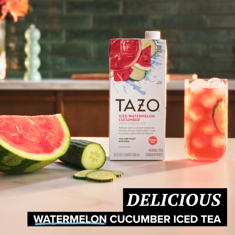 TAZO Tea Concentrate, Refreshers Iced Watermelon Cucumber, Iced Peach Mango,