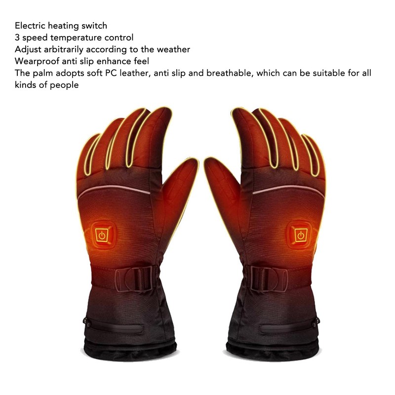 One Pair Heated Gloves 3 Level Temperature Touchscreen Anti Slip