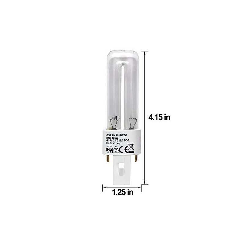 Osram HNS S 5 Watt G23 Puritec Germicidal Ultraviolet Lamps