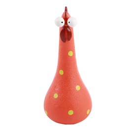 BORDSTRACT Chicken Statue, Handmade, Longnecked Chicken, Big Eye, Stupid Chicken, Decor, Micro Landscape, Ornament for Home, Outdoor, Garden, Backyard, Yard Art Decorations (Orange)