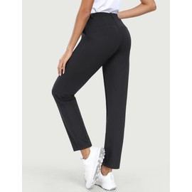 IUGA Stretchy Work Pants for Women 7/8 Ankle Golf Pants Pull On Business Casual Travel Dress Pants with Pockets Petite Black