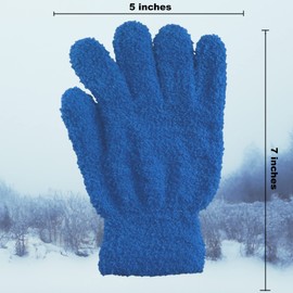 Men's Women's 2 Pairs Warm Winter Fuzzy Cozy Gloves, 2 Set Blue
