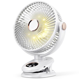 iNeibo 10000mAh Portable Clip on Fan, 90° Oscillating Fan, 8 Inch Rechargeable Battery Operated Desk Fan, Strong Airflow, 5 Speeds, Sturdy Clamp for Golf Cart Home Office Outdoor Travel (White)