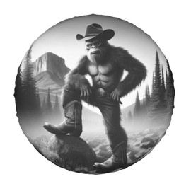 Cowboy Bigfoot Spare Tire Cover, Wheel Covers Tire Protector Weatherproof Dust-Proof Universal Fit for Rv Spare Tire Cover Trailer SUV Camper Vehicle 17 in