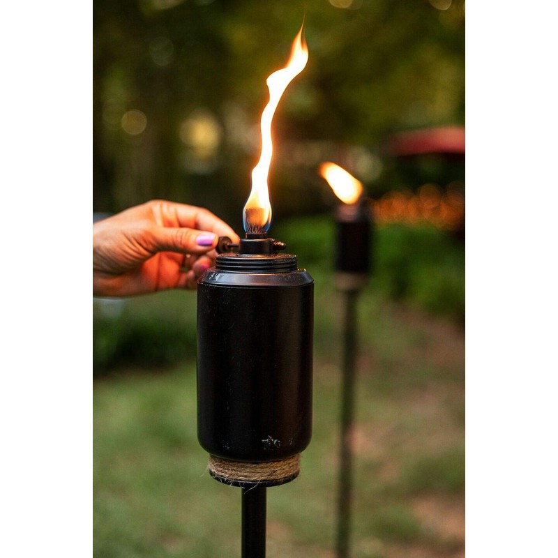 TIKI Adjustable Flame Resin Torch – Black Decorative Outdoor Lighting