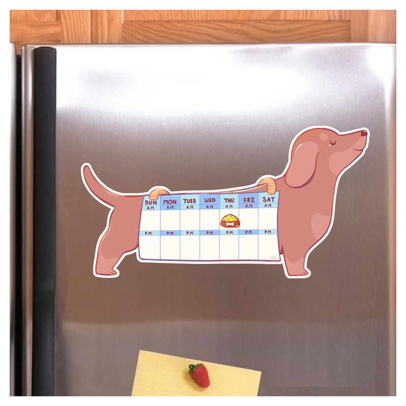 D&J Dog Feeding Reminder, Fridge Magnet with AM/PM Indication Chart