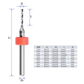 FOCMKEAS 20Pcs PCB Drill Bits Set, 1/8" Shank 0.15mm-1.0mm Micro Twist Bit Spiral Flute Carbide for Print Circuit Board Stone Dremel Jewelry CNC Engraving