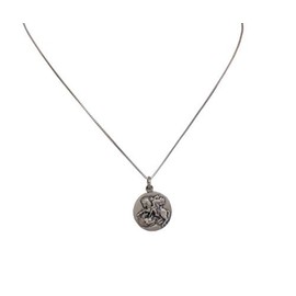 925 Sterling Silver Saint George Medal with 925 Sterling Silver Chain