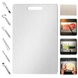 2025 New Titanium Cutting Board,Titanium Cutting Boards For Kitche, Dishwasher Safe Double-sided Titanium Chopping Board & Fruits,Meat& Vegetable Peeler with Anti-slip Mat(18"L x 12"W)