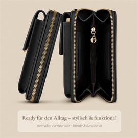 ONEFLOW Bliss Purse für Oppo Reno4 Pro 5G Handytasche zum Umhängen Damen mit Portemonnaie, Handy Umhängetasche mit Geldbörse und Handyfach, Kleine Handtasche, Schwarz