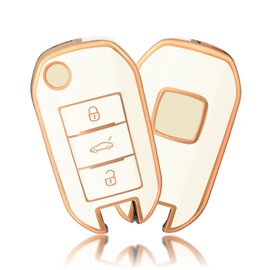 OFFCURVE Car Key Case - Key Fob Cover & Protector, 3 Buttons, Compatible with Peugeot 208, 307, 308, 407, 508, 2008, 3008, 5008, Traveller, Citroen C3, C4, C4L, C5, DS6, Picasso, Ople