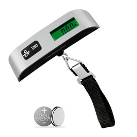 Nutabevr Digital Suitcase Scale, 50 kg / 110 lb Electronic Scales Portable Bag Travel Bag Suitcase Luggage, Backlit LCD Display, Hanging Scales for Suitcase, Tare Function - Black