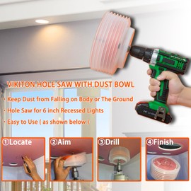 6-1/4 Hole Saw for Recessed Lights, 6.25 Inch Hole Cutter with Dust Bowl Catcher for Led Recessed Lighting 6 Inch and Wood Metal Drywall, Bi-Metal Construction