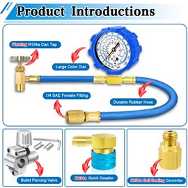 Boltigen R134A Refrigerant Recharge Kit, Refrigerator Freon Recharge Kit, Fridge Recharge Kit, Car AC Recharge Kit, for Auto/Home R134A Refrigerant System