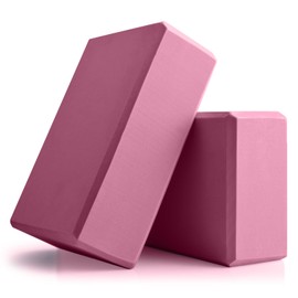 Yoga Blocks 2 Pcs, 9"x6"x3" Yoga Brick Foam Blocks EVA Foam Block Props Accessories for Pilates Stretching and Meditation (Pink, Large)