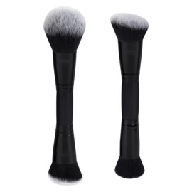 Makeup Brushes 2 PCS Foundation Brush Double-Ended Make Up Brushes Blusher Brush Liquid Bronzer & Contour Duo Brush for Cream Bronzer, Liquid Blush, Powder Brush (Black)