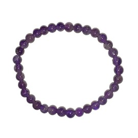 Perlen Kugel Armband mit Edelsteinen | Stretcharmband Armschmuck | Power Armband 6 mm Perlen (Amethyst)
