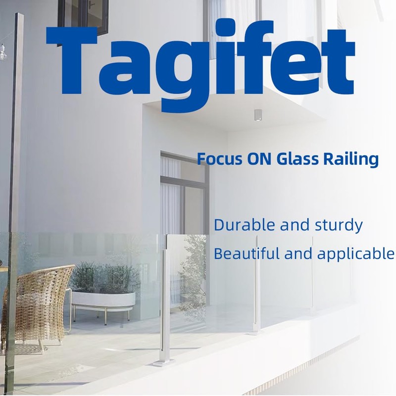 Tagifet Black Glass Railing Post,304 Stainless Steel Glass Railing Post: