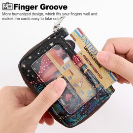 Mayski Credit Card Holder, Zipper Credit Card Wallet for Women, Small Accordion Card Cases Holder, KeyChain Wallet, Business Card Cases, Mushroom