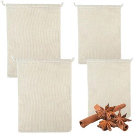 VJUYSW Cotton Muslin Bags 4 Pack Drawstring 100% Cotton Reusable Mesh Bags for Tea Coffee Filter Spices, multicoloured, briefcase