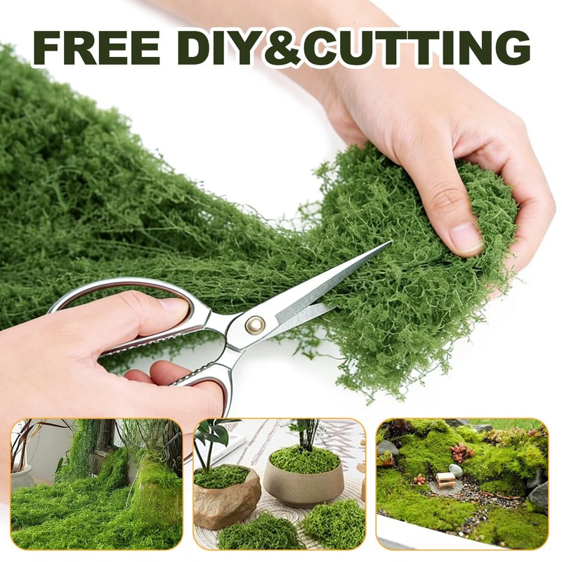 MAISONRINA 10.6OZ Fake Green Moss for Planters Outdoor Indoor Decorating