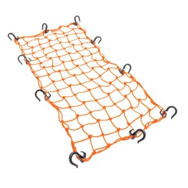 Powertye 15in x 30in Elastic Cargo Net with 10 Adjustable Hooks and Tight 2in x 2in Mesh, Orange