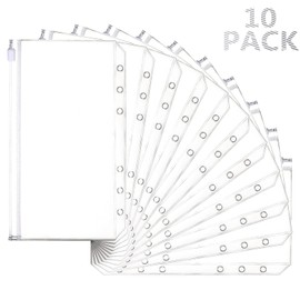 Mlife Cash Envelope, 6 Holes Budget Binder Pockets,Zipper Folders for A6 Size Notebook Binder,Cash Organizer Money Saving Binder Accessories (10pcs)