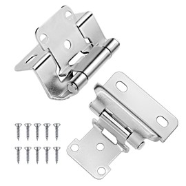 1/2 Overlay Wrap Hinges for Cabinet Doors, 4 Pairs(8PCS) Brushed Nickel Self Closing Cabinet Door Hinges for Face Frame Kitchen Cabinet