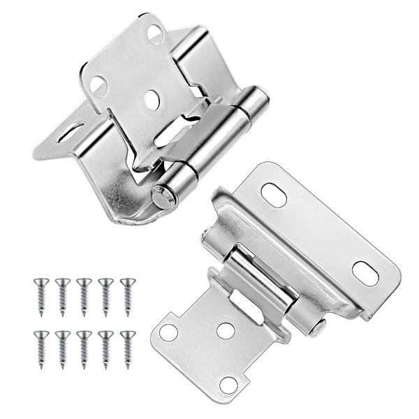 1/2 Overlay Wrap Hinges for Cabinet Doors, 4 Pairs(8PCS) Brushed