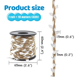 66ft Twine with Small Leaves, 3-ply Natural Jute Twine Leaf String 5mm, Artificial Leaves Twine for Crafts (White Leaves)