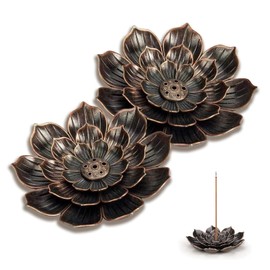 2-Pcs Incense Holder, Incense Stick Holder - Lotus Brass Incense Burner With 6 Holes, Detachable Incense Holder Ash Catcher For Stick/Cone/Coil, Home Office Yoga Meditation