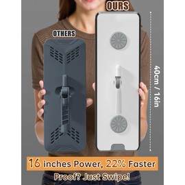 CTIME Large Mop and Bucket with Wringer Set, 7-Layer Scrapers, Flat Mop and Bucket System, Wall Mop with Adjustable Handle, 4 Washable 15.74" Microfiber Pads